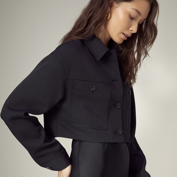 ARITZIA WILFRED Little Cropped Jacket Button Up Long Sleeve Collared Shirt Black - Picture 6 of 14